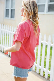 Patriotic Red Fench Terry Plaid Star Patch Top | 2024 Blow-Out Sale Daverri Fashions