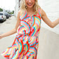 Find Love Multicolor Neck Ribbon Tie Bow Flare Hem Romper - DAVERRI FASHIONS