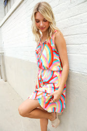 Find Love Multicolor Neck Ribbon Tie Bow Flare Hem Romper | 07-01-25 Summer Sale Daverri Fashions