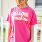 Hello Sunshine Pink/Yellow Embroidered French Terry Pullover - DAVERRI FASHIONS
