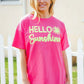 Hello Sunshine Pink/Yellow Embroidered French Terry Pullover - DAVERRI FASHIONS