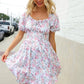 Lock Eyes Cream Floral Print Sweetheart Neck Fit & Flare Dress - DAVERRI FASHIONS
