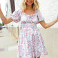 Lock Eyes Cream Floral Print Sweetheart Neck Fit & Flare Dress - DAVERRI FASHIONS