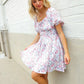 Lock Eyes Cream Floral Print Sweetheart Neck Fit & Flare Dress - DAVERRI FASHIONS