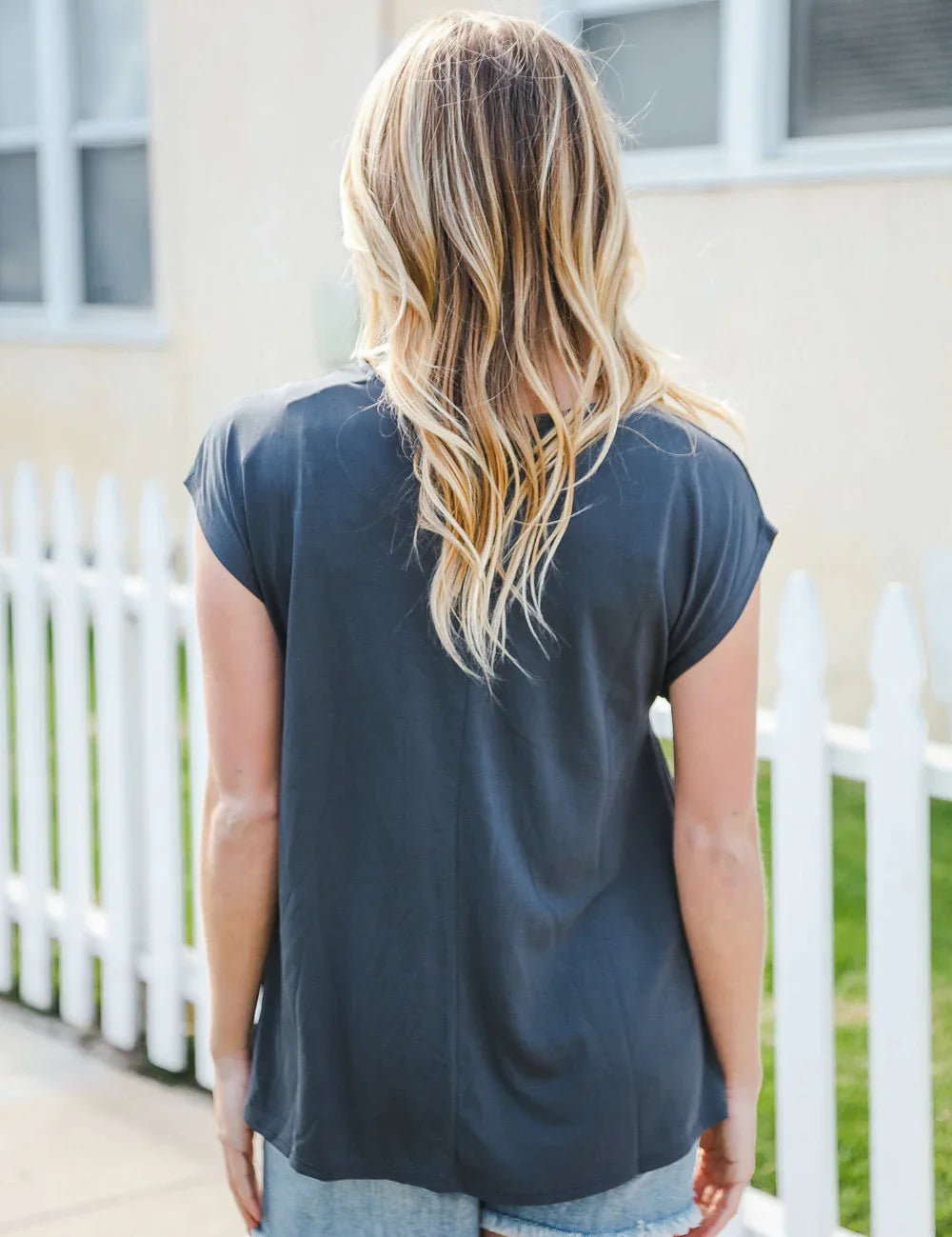 Charming In Charcoal Asymmetrical Shirred Modal Top | 07-01-25 Summer Sale Daverri Fashions