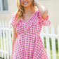 Hello Beautiful Fuchsia Plaid V Neck Ruffle Elastic Babydoll Top - DAVERRI FASHIONS