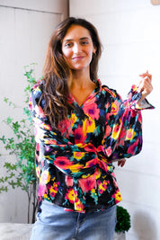 Bold and Blooming Bubble Sleeve Woven Blouse | Daverri Fashions