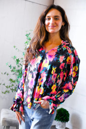 Bold and Blooming Bubble Sleeve Woven Blouse | Daverri Fashions