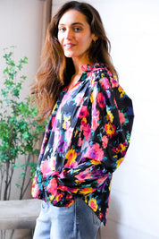 Bold and Blooming Bubble Sleeve Woven Blouse | Daverri Fashions