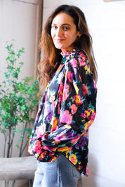 Bold and Blooming Bubble Sleeve Woven Blouse | Daverri Fashions