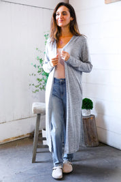 Cool Mornings Grey Open Duster Cardigan | Daverri Fashions