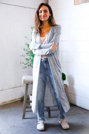 Cool Mornings Grey Open Duster Cardigan | Daverri Fashions