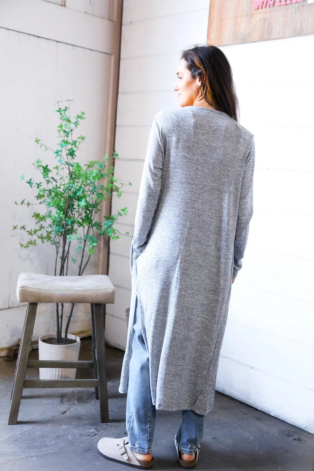 Cool Mornings Grey Open Duster Cardigan | Daverri Fashions