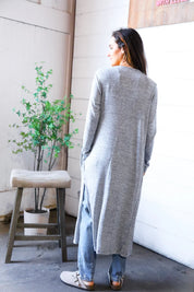 Cool Mornings Grey Open Duster Cardigan | Daverri Fashions