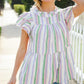 Easy To Love Lavender Stripe Double Ruffle Sleeve Tiered Top - DAVERRI FASHIONS