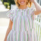 Easy To Love Lavender Stripe Double Ruffle Sleeve Tiered Top - DAVERRI FASHIONS