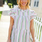 Easy To Love Lavender Stripe Double Ruffle Sleeve Tiered Top - DAVERRI FASHIONS