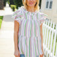 Easy To Love Lavender Stripe Double Ruffle Sleeve Tiered Top - DAVERRI FASHIONS