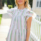 Easy To Love Lavender Stripe Double Ruffle Sleeve Tiered Top - DAVERRI FASHIONS
