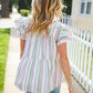 Easy To Love Lavender Stripe Double Ruffle Sleeve Tiered Top - DAVERRI FASHIONS