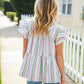 Easy To Love Lavender Stripe Double Ruffle Sleeve Tiered Top - DAVERRI FASHIONS