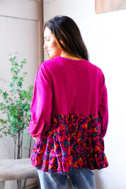 Fuchsia Fizz Drop Shoulder Babydoll Blouse | Daverri Fashions