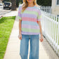 Find Love Lavender & Pink Striped Textured Waffle Knit Top - DAVERRI FASHIONS