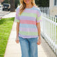 Find Love Lavender & Pink Striped Textured Waffle Knit Top - DAVERRI FASHIONS