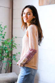 Zigzag Charm Blush Thermal Long Sleeve | Daverri Fashions