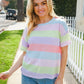 Find Love Lavender & Pink Striped Textured Waffle Knit Top - DAVERRI FASHIONS