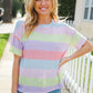 Find Love Lavender & Pink Striped Textured Waffle Knit Top - DAVERRI FASHIONS