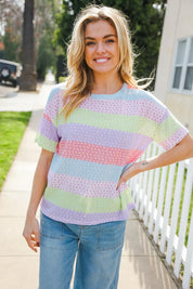 Find Love Lavender & Pink Striped Textured Waffle Knit Top | Daverri Fashions