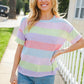 Find Love Lavender & Pink Striped Textured Waffle Knit Top - DAVERRI FASHIONS