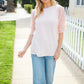 Adorable You Peach French Terry Lace Sleeve Top - DAVERRI FASHIONS