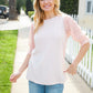 Adorable You Peach French Terry Lace Sleeve Top - DAVERRI FASHIONS