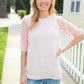 Adorable You Peach French Terry Lace Sleeve Top - DAVERRI FASHIONS