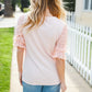 Adorable You Peach French Terry Lace Sleeve Top - DAVERRI FASHIONS