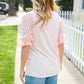 Adorable You Peach French Terry Lace Sleeve Top - DAVERRI FASHIONS