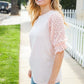 Adorable You Peach French Terry Lace Sleeve Top - DAVERRI FASHIONS