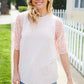 Adorable You Peach French Terry Lace Sleeve Top - DAVERRI FASHIONS