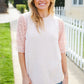 Adorable You Peach French Terry Lace Sleeve Top - DAVERRI FASHIONS
