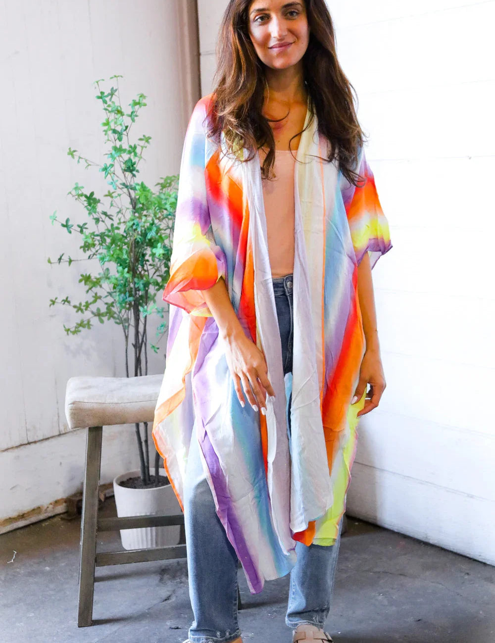 Caught in Technicolor Open Kimono | Daverri Fashions