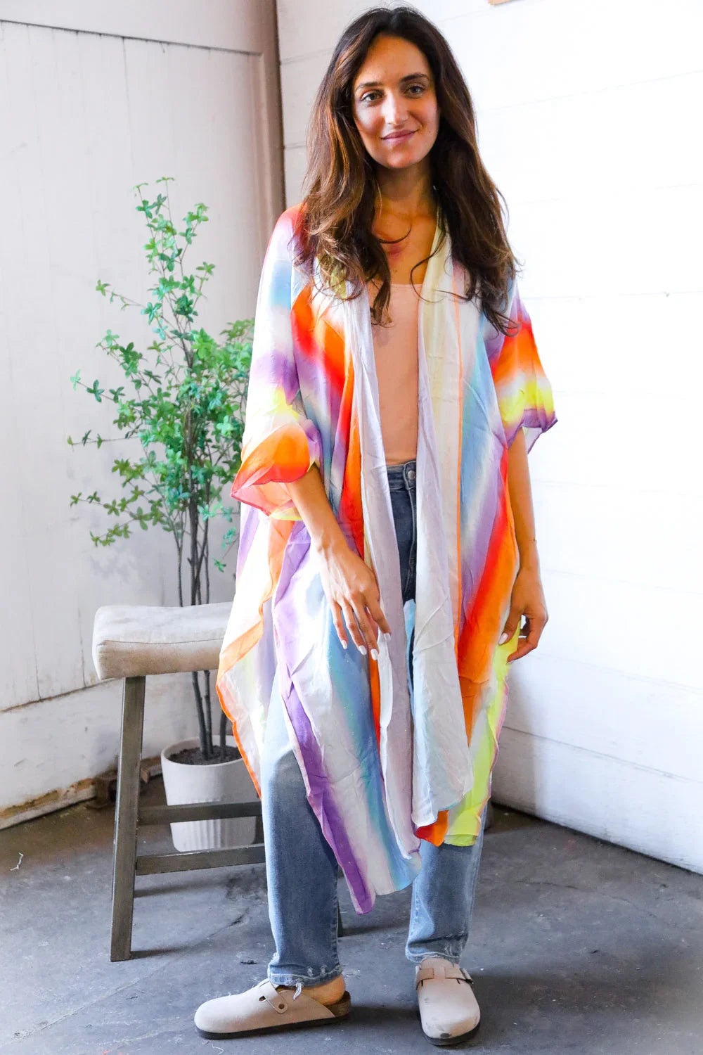 Caught in Technicolor Open Kimono | Daverri Fashions