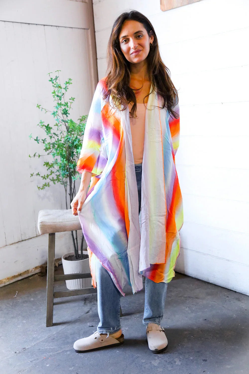 Caught in Technicolor Open Kimono | Daverri Fashions