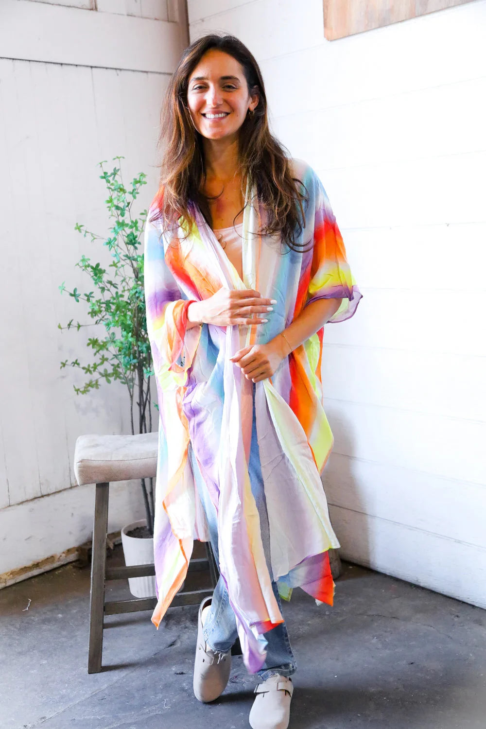 Caught in Technicolor Open Kimono | Daverri Fashions