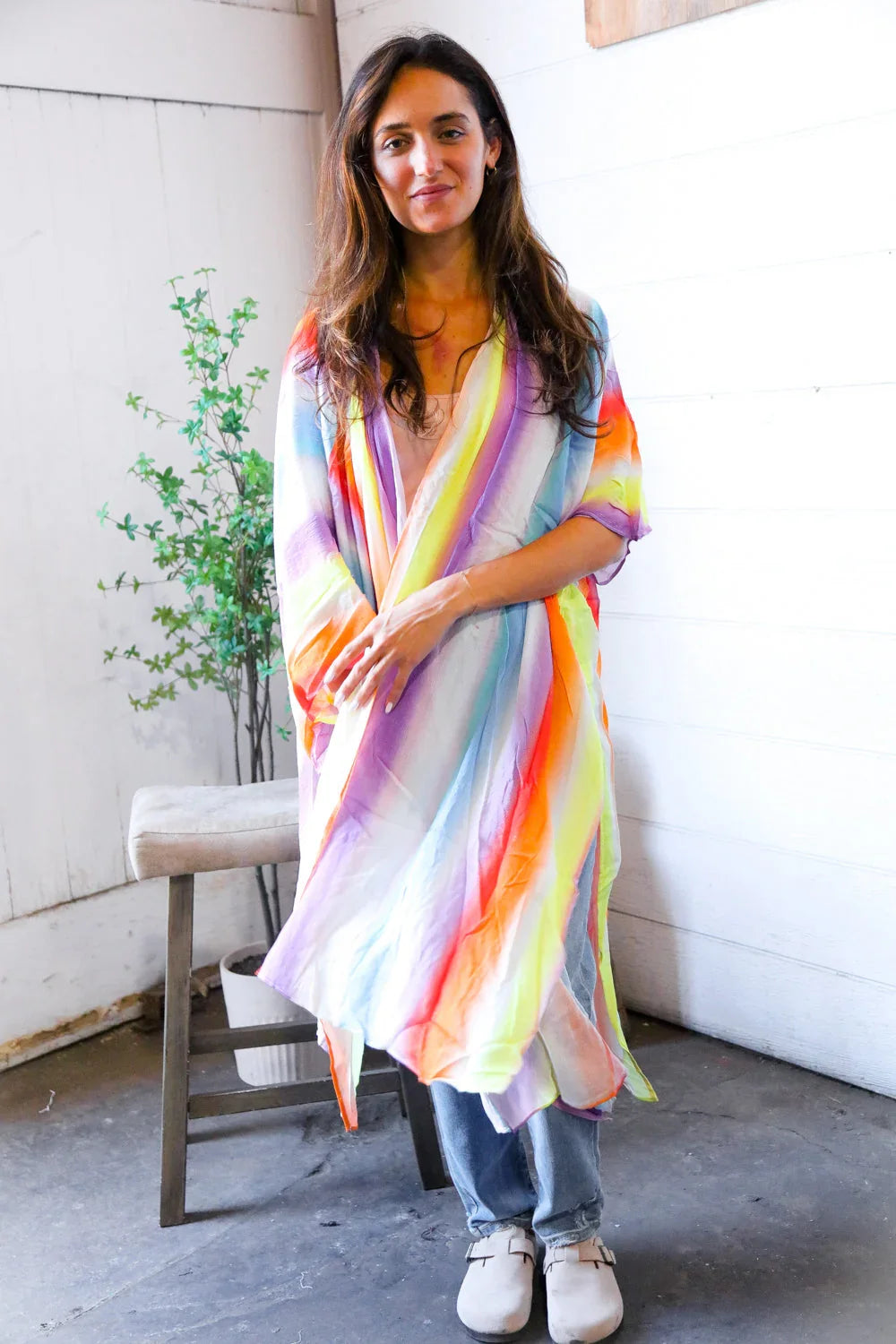 Caught in Technicolor Open Kimono | Daverri Fashions