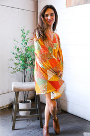 Harvest Patchwork Dreams Thermal Babydoll Bubble Dress | Daverri Fashions