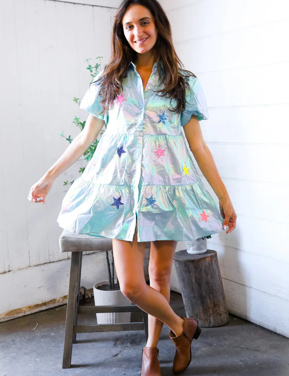 Nova Night Out Tiered Bubble Sleeve T Shirt Dress | Daverri Fashions