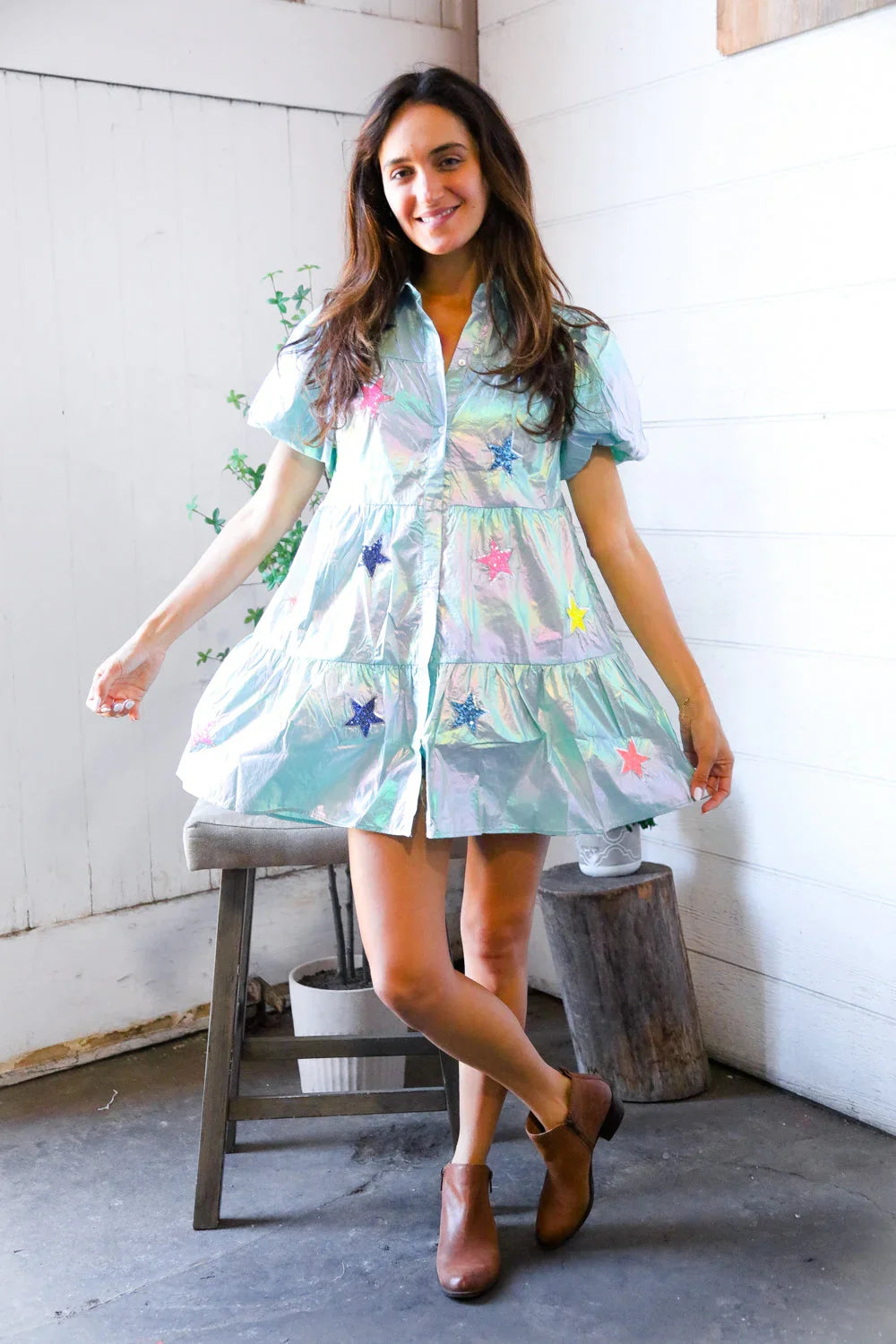 Nova Night Out Tiered Bubble Sleeve T Shirt Dress | Daverri Fashions