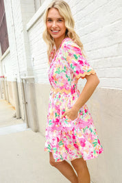 Beautiful You Rose Floral Print Ric Rack Trim Babydoll Dress | Daverri Fashions